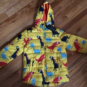 Kids boys girl fall winter lightweight jacket ski snow yellow blue red dinosaur